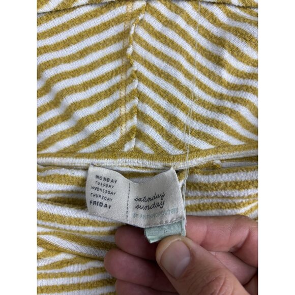 Anthropologie Saturday Sunday Sweater Womens S Yellow White Stripe Cowl Neck - Picture 2 of 5